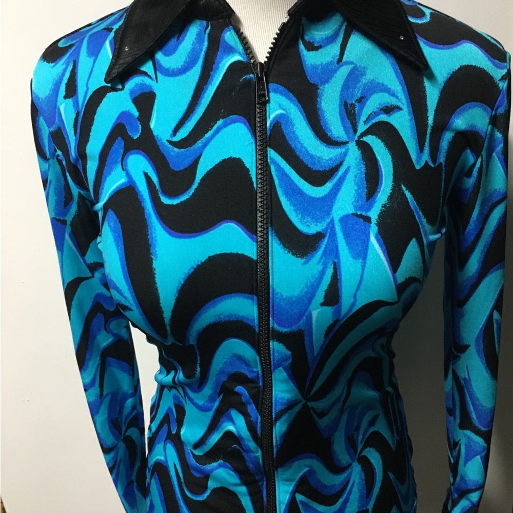 Stylish Size Small Blue and Black Women's Dress Jacket